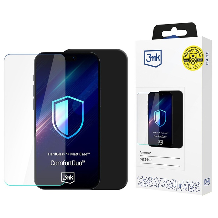 Folie pentru Samsung Galaxy S26 - 3mk ComfortDuo Glass + Matt Case - Black
