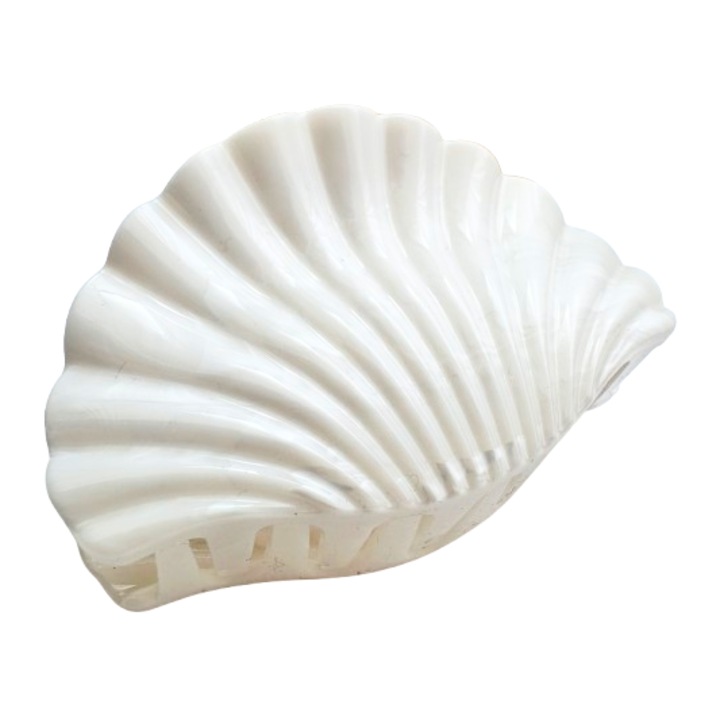 Cleste de par, clama de par, scoica alba, accesoriu ideal pentru vacantele de vara, 10 x 6 cm