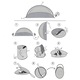Cort plaja si picnic semi-deschis Sersimo, protectie UV, 200x120x110cm, gri