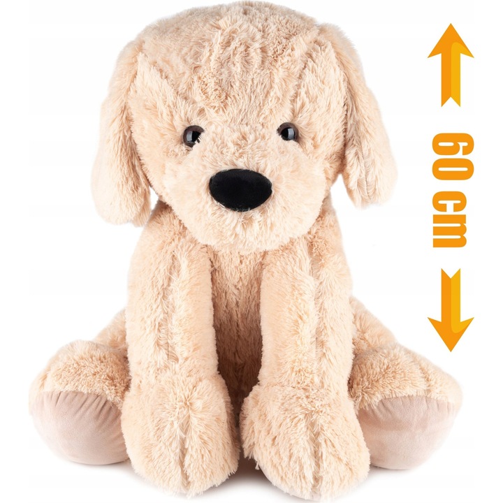 Плюшена играчка гигантско куче, много мека и пухкава, 60x50 см, кафяво