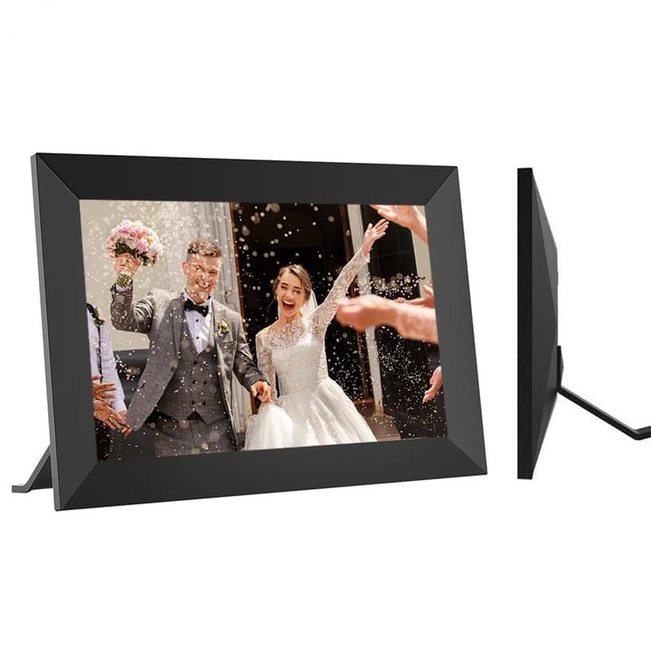 Rama foto digitala GBV LOGIC, Aplicatie Frameo, 2 difuzoare, Memorie 32 Gb, WI-FI, ecran tactil, 1280*800 IPS HD, video, Ecran 25,65 cm, Negru