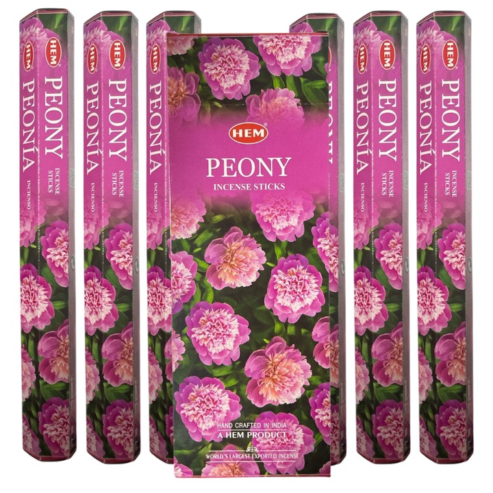 HEM® Peony (Bujor) illatú füstölőpálca készlet, 6 csomag, 120 db