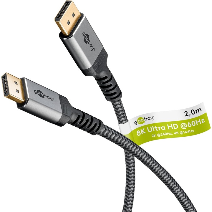 Cablu Goobay DisplayPort 1.4, 8K@60Hz, 32.4 Gbps, 2m, negru