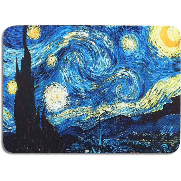 Mousepad Gaming Mic, Motiv Van Gogh, 28x20cm, Fete, Colorat