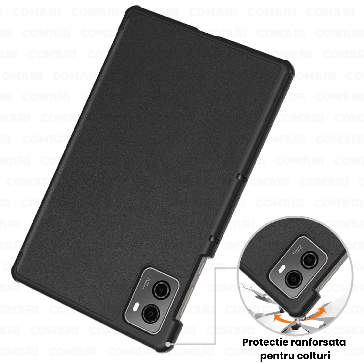 Husa pentru Lenovo Legion Tab Gen 3 Comari® EliteCover, protectie completa, functie stand multipla, design elegant tip carte, Negru