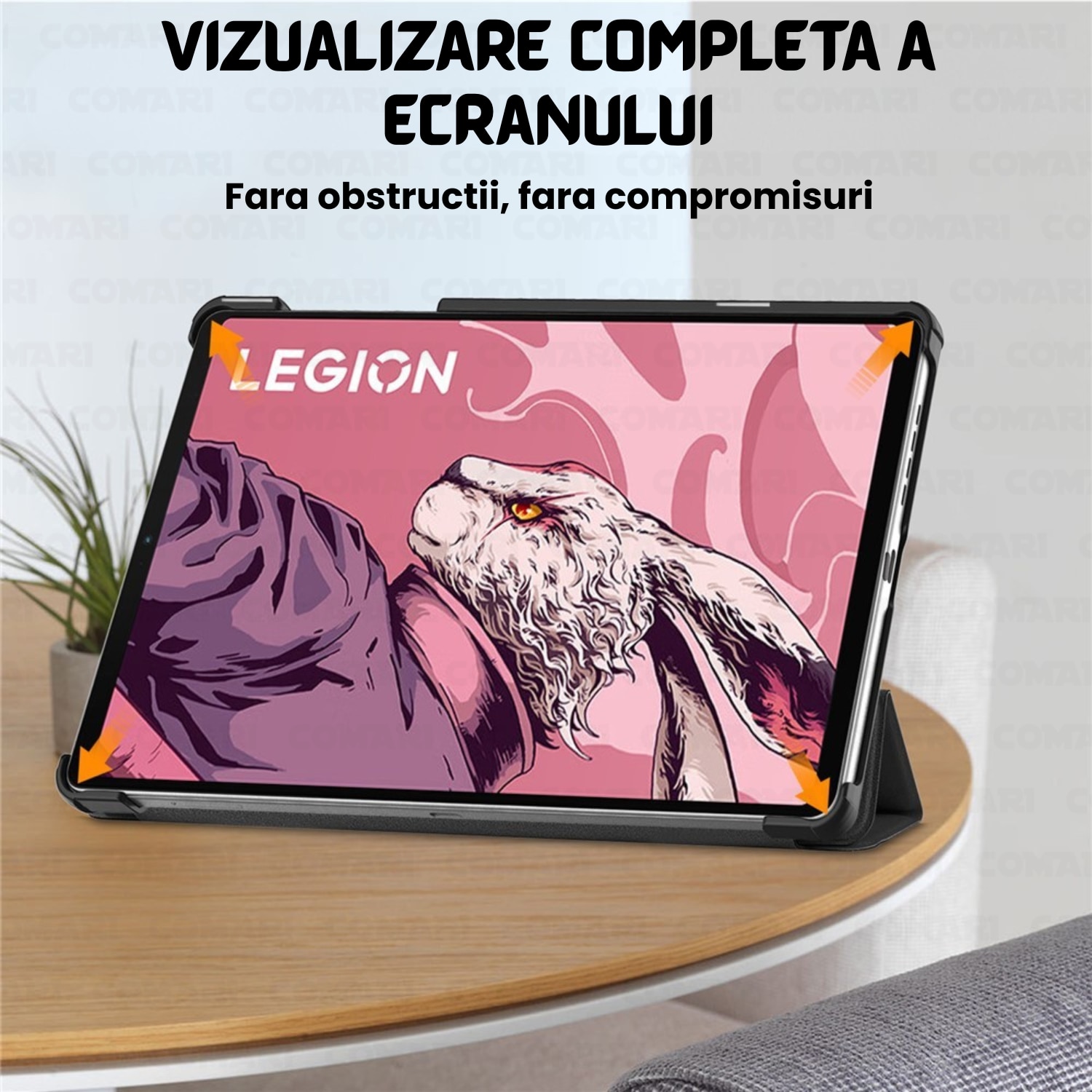 Husa pentru Lenovo Legion Tab Gen 3 Comari® EliteCover, protectie completa, functie stand multipla, design elegant tip carte, Rose Gold