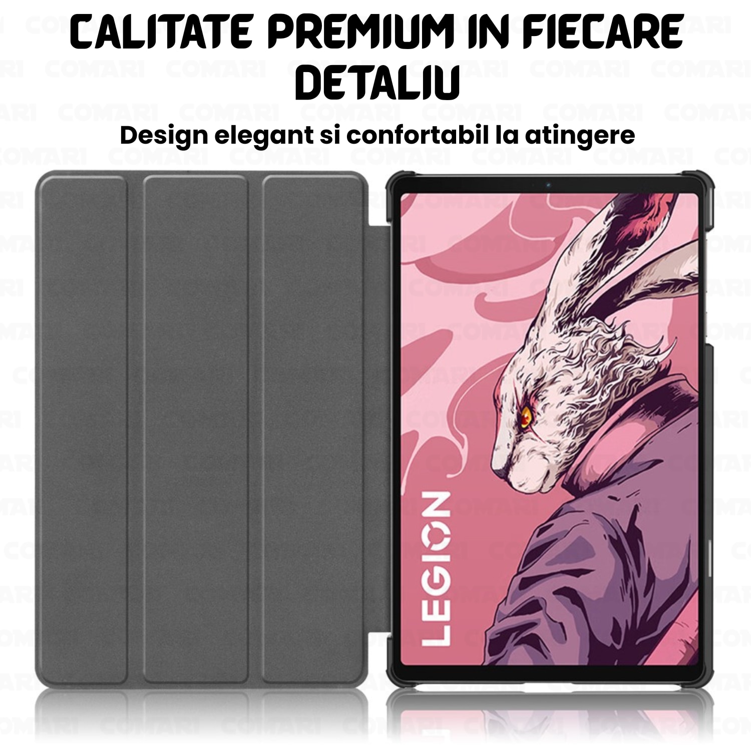 Husa pentru Lenovo Legion Tab Gen 3 Comari® EliteCover, protectie completa, functie stand multipla, design elegant tip carte, Rose Gold