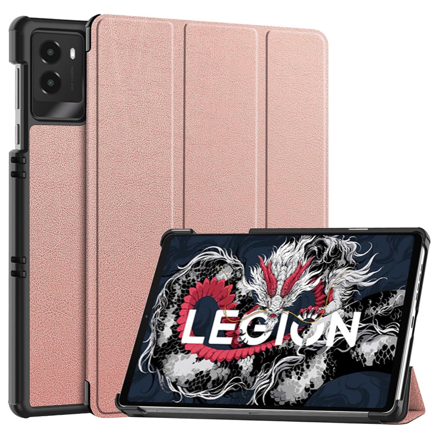 Husa pentru Lenovo Legion Tab Gen 3 Comari® EliteCover, protectie completa, functie stand multipla, design elegant tip carte, Rose Gold