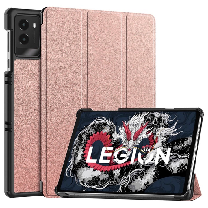 Husa pentru Lenovo Legion Tab Gen 3 Comari® EliteCover, protectie completa, functie stand multipla, design elegant tip carte, Rose Gold