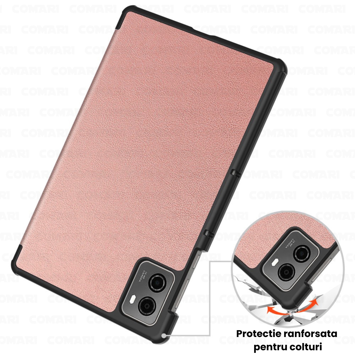 Husa pentru Lenovo Legion Tab Gen 3 Comari® EliteCover, protectie completa, functie stand multipla, design elegant tip carte, Rose Gold