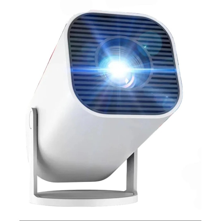 Intelligens videoprojektor, 80 hüvelykes kijelző, Android 12, natív 720P felbontás, fehér