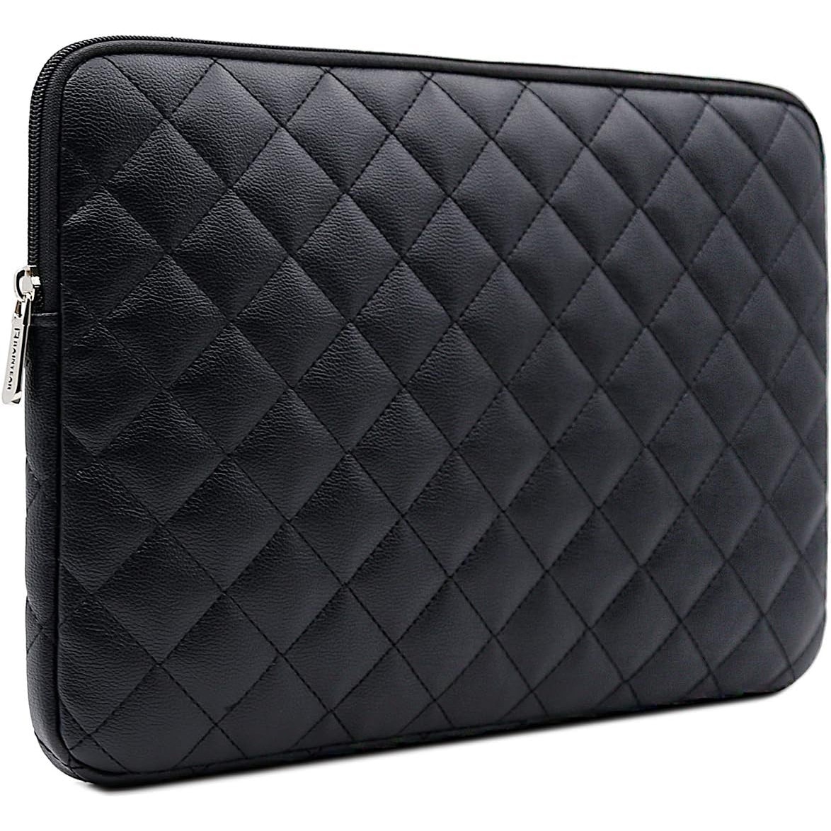 Husa Laptop 14" Piele Ecologica Diamond, Negru, Protectie Impermeabila