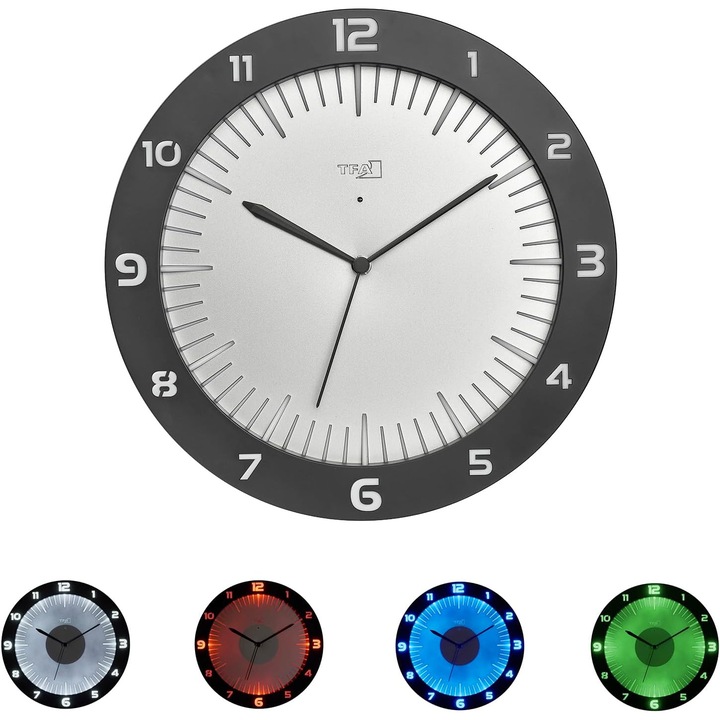 Ceas de Perete TFA Dostmann Lumoclock Analogic Luminos LED