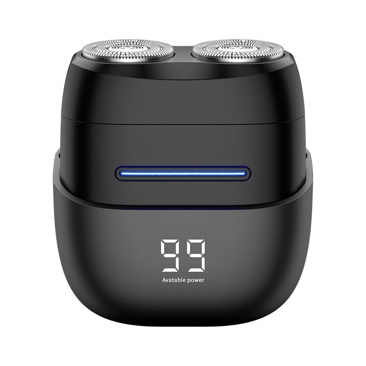 Aparat de ras electric, rezistent la apa, afisaj putere, incarcare USB, portabil, negru