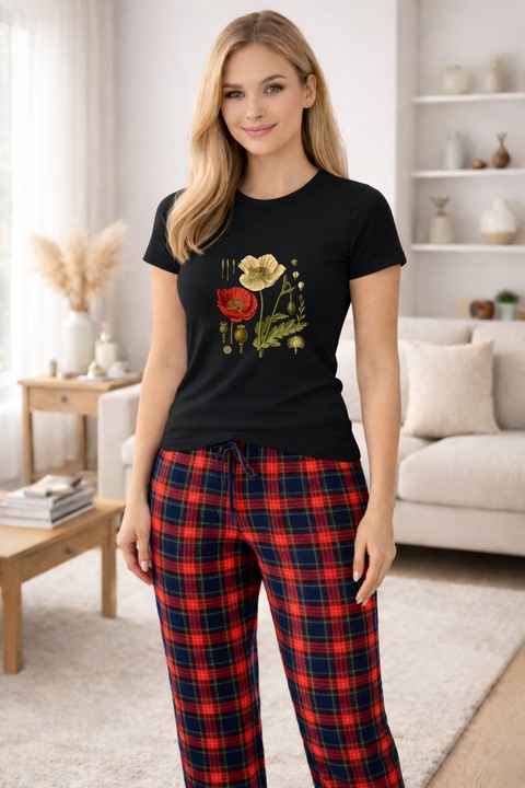 Pijamale dama din bumbac premium, pijama femei confortabila 103684, Negru