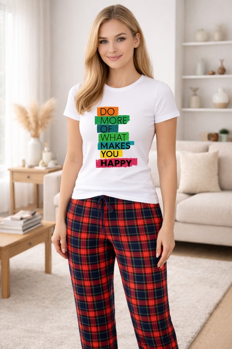 Pijamale dama din bumbac premium, pijama femei confortabila 104324, Alb