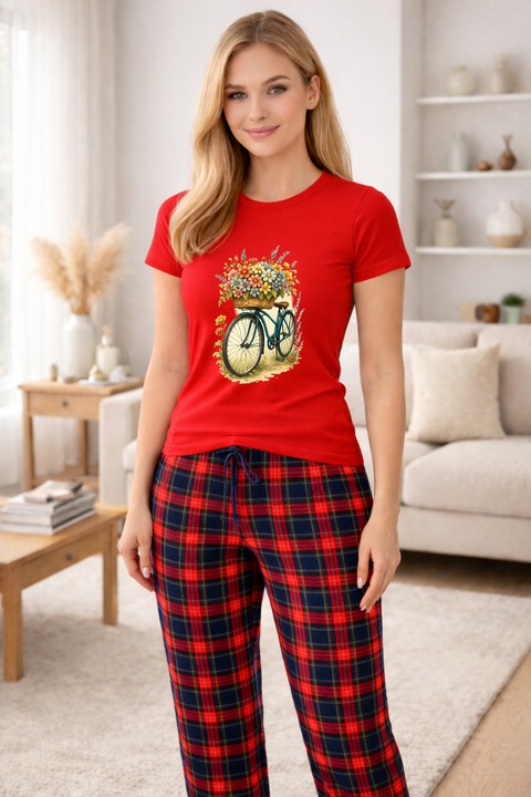 Pijamale dama din bumbac premium, pijama femei confortabila 102664, Rosu