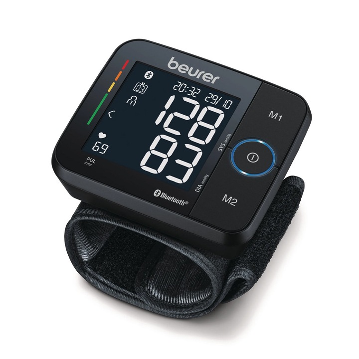 Апарат за измерване на кръвно налягане Beurer 5650544 20-26, За китка, Bluetooth, Автоматичен, Черен