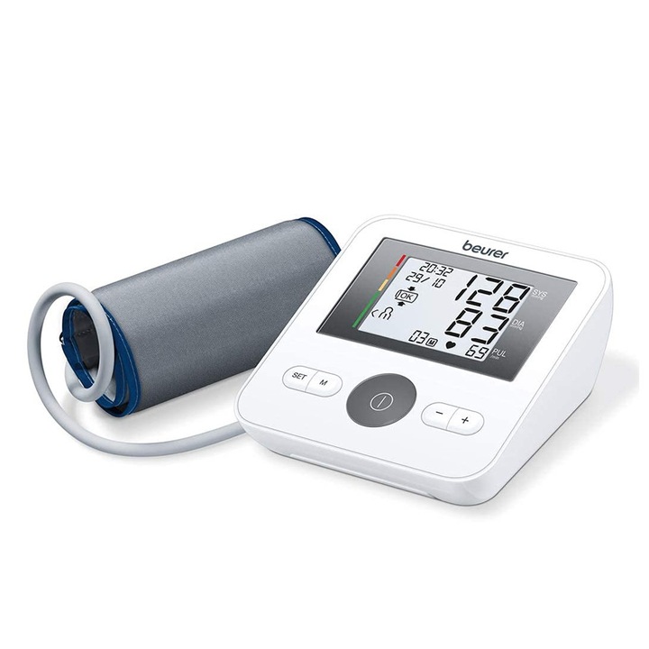 Апарат за измерване на кръвно налягане Beurer #5657840-B 20-26, Дигитален, Сензор за аритмия, 120 позиции памет, Ръкав XL, 22-42 см, Батерии, Бял