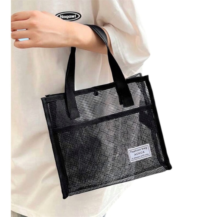 Női táska a strandra Ocean Breeze, fekete, szintetikus, válltáska