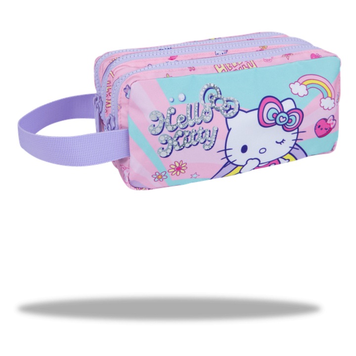 Ученически несесер с три ципа COOLPACK PRIMUS Hello Kitty Pastel