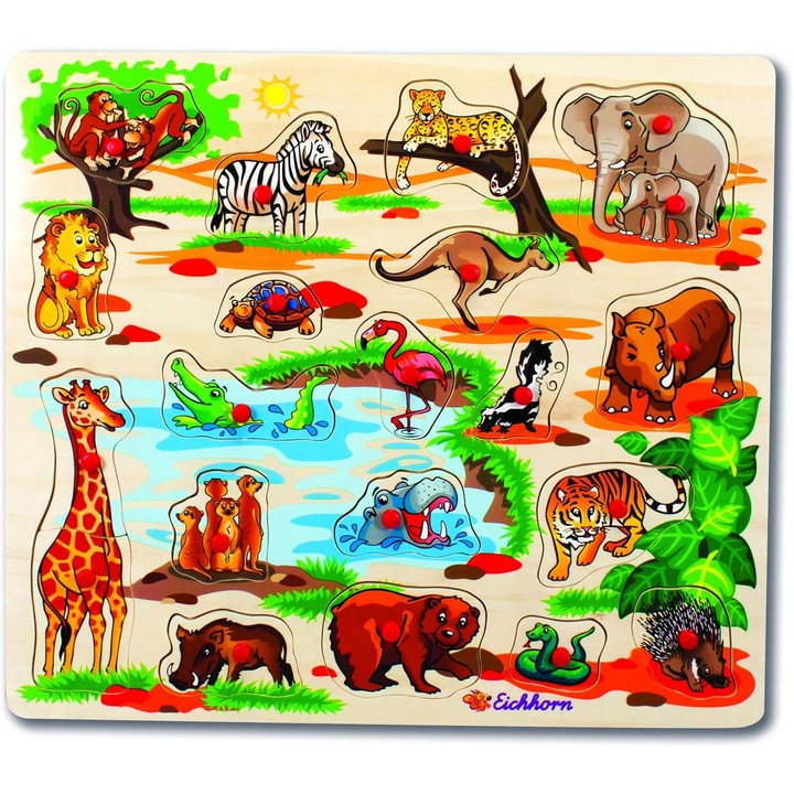 Eichhorn fa puzzle, biztonságos formák, többszínű, 35x35 cm, 24 hónapos kortól