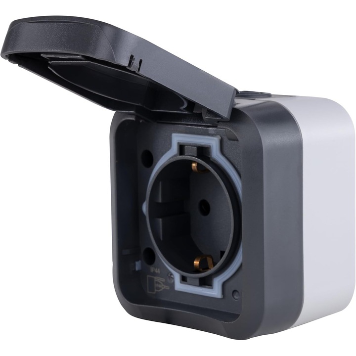 Priza AquaStorm Montaj Exterior, IP55, 2 Pini, Antracit