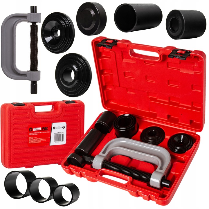 Set unelte montaj si demontaj bucse brat suspensie, Mar-Pol, valiza