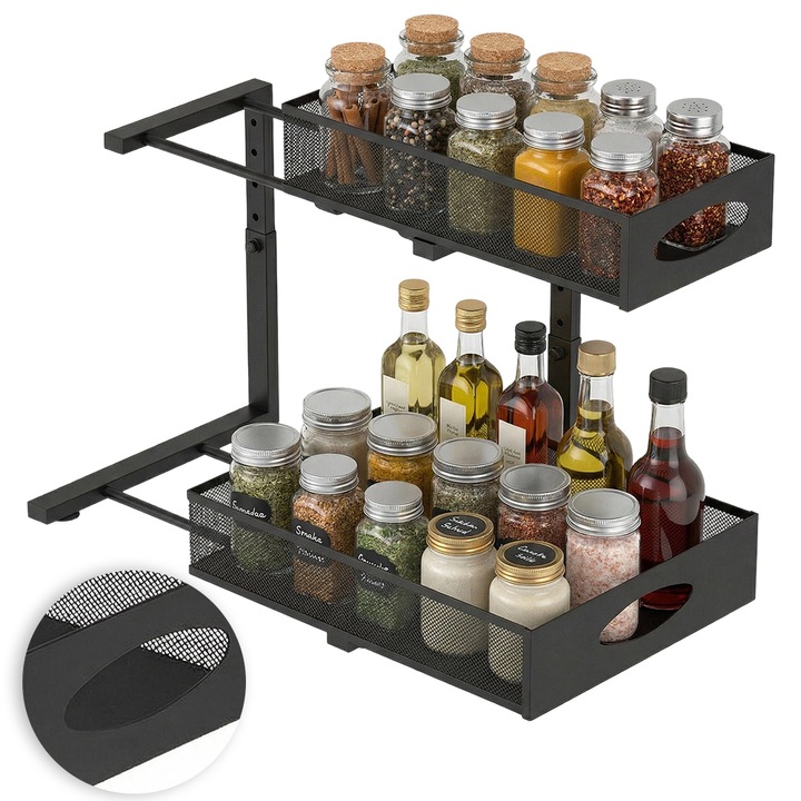 Juksun mosogató alatti rendszerező, 2 szintes, állítható 30x43cm, fekete, fém