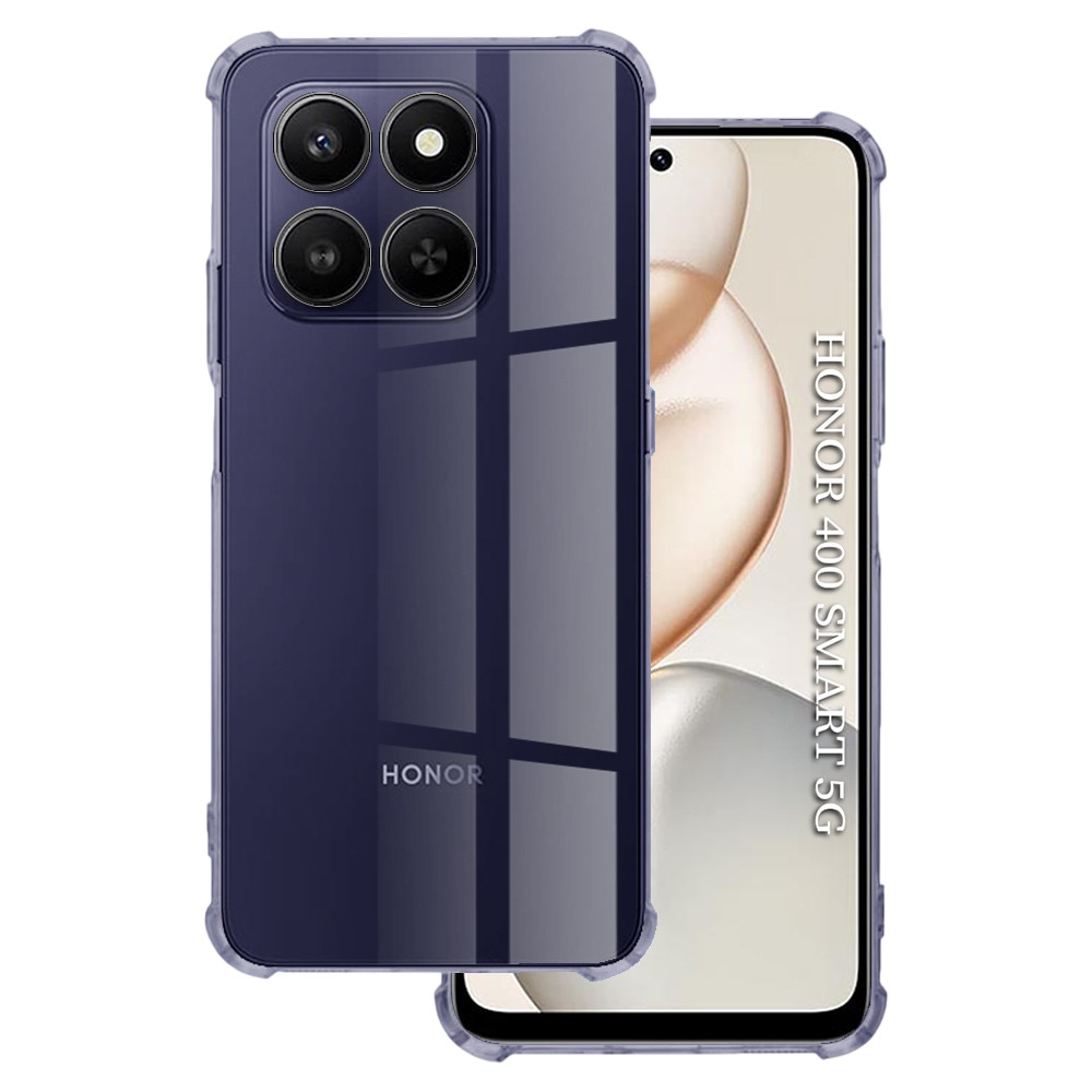 Husa pentru Honor 400 Smart / X7d 4G, SKYDDAR INNOVATION, Shockproof Clear Silicone, Silicon Slim, set cu sticker, Fumuriu
