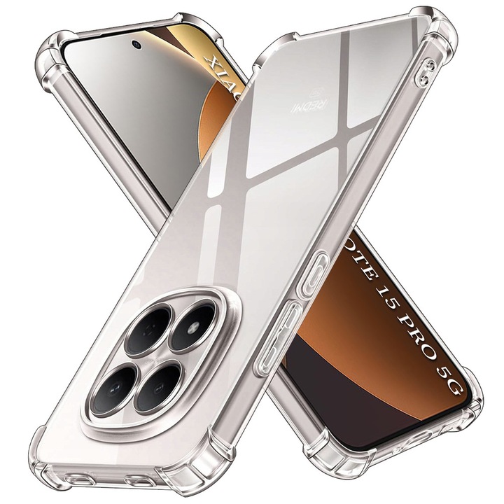 Husă Clear Anti-Soc DAMUR pentru Xiaomi Redmi Note 15 Pro 5G, transparentă, slim, flexibilă