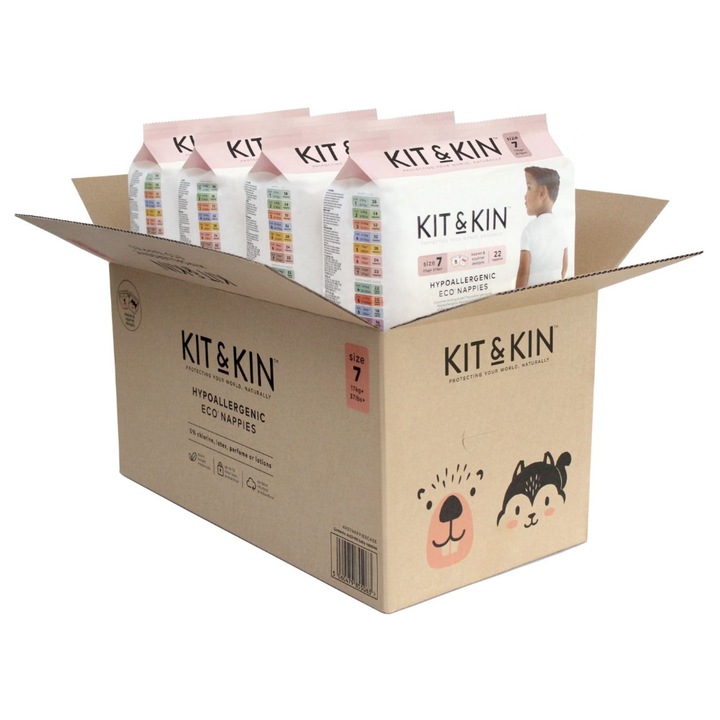 Scutece Hipoalergenice Eco Kit&Kin, Marimea 7, 17kg+, 88 buc