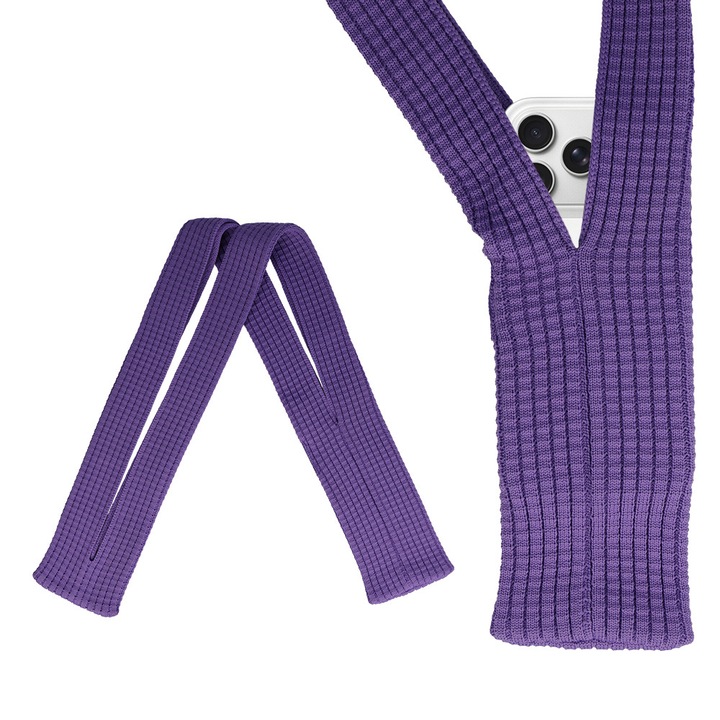 Suport pentru Telefon Pocket Strap, Husa din Textil, Elastica, Mereu la Indemana, Universala, Mov