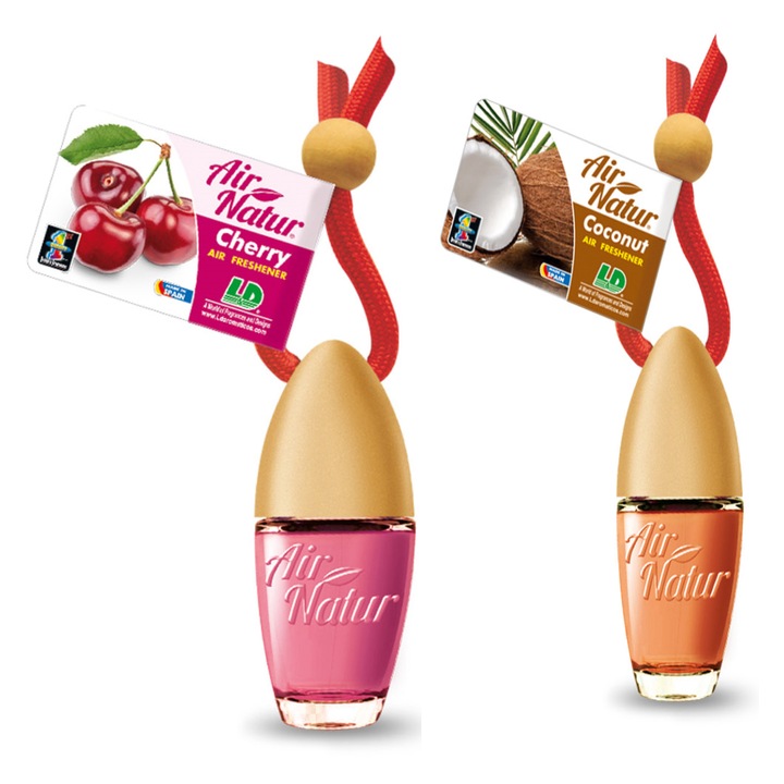 Set odorizante auto L&D, parfum Cirese si Cocos, esenta concentrata pe baza de ulei