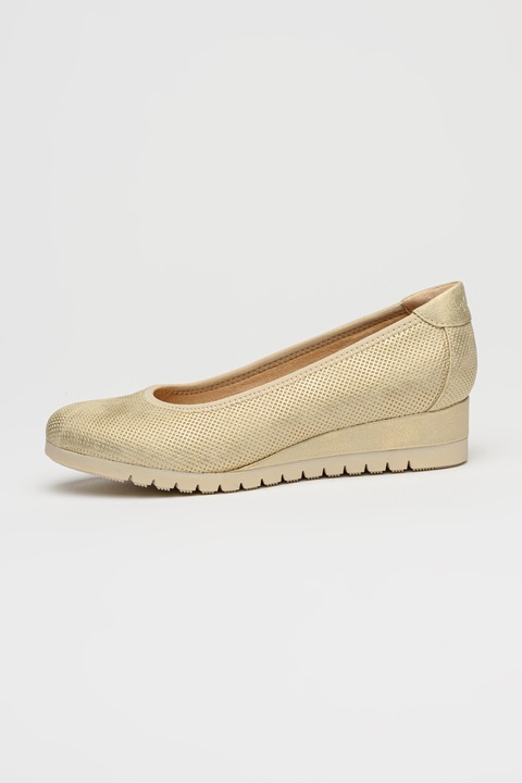 s.Oliver, Pantofi din piele ecologica cu talpa wedge, Crem
