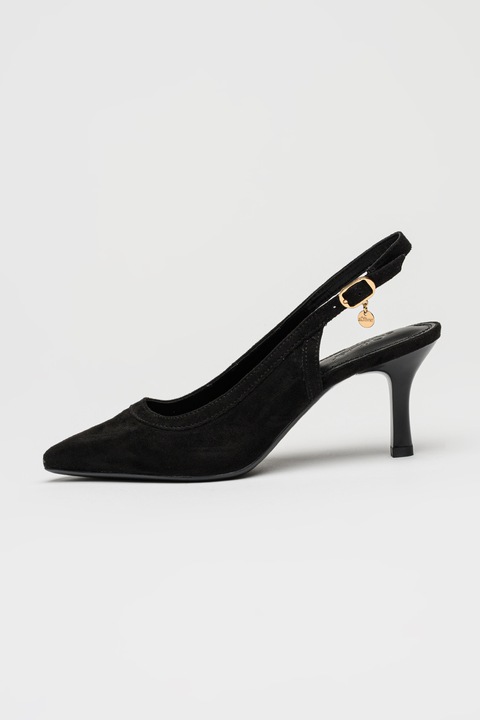 s.Oliver, Pantofi slingback cu varf ascutit, Negru