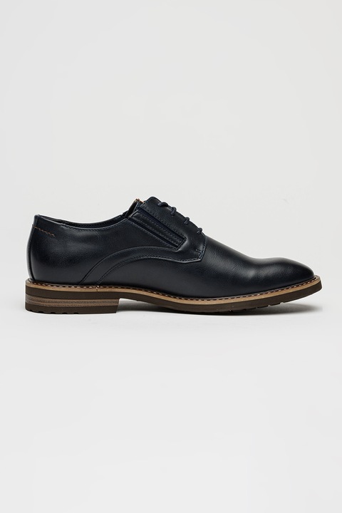 s.Oliver, Pantofi derby din piele ecologica cu insertie elastica, Albastru ultramarin, Gri carbune, 41