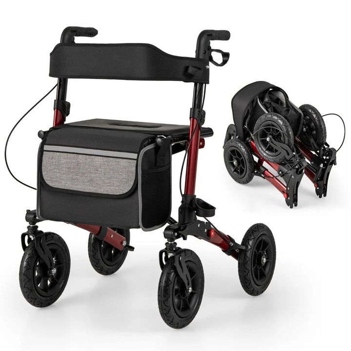 Rollator pliabil Northix, anvelope pneumatice, aluminiu, 81, 5-97 cm, 59x36x44 cm