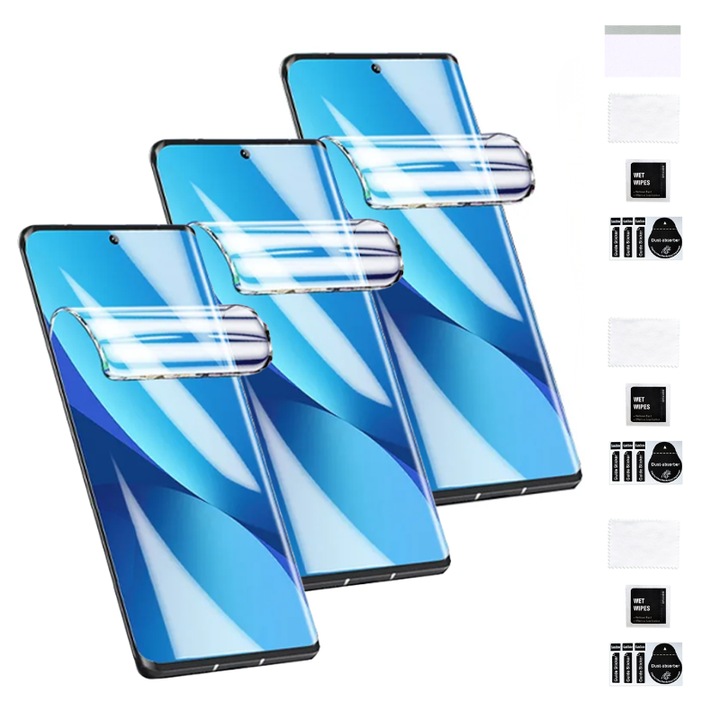 Хидрогелно защитно фолио за Xiaomi Redmi Note 13 Pro 5G, комплект 3 броя, прозрачно, 0.13мм