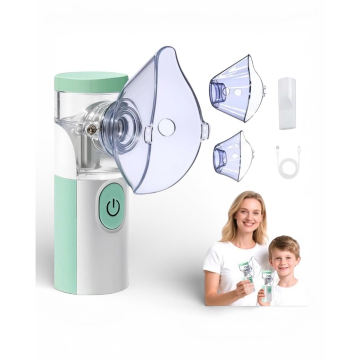 Nebulizator portabil MESH, tehnologie mesh, compact, alimentare USB, 45x58x128mm