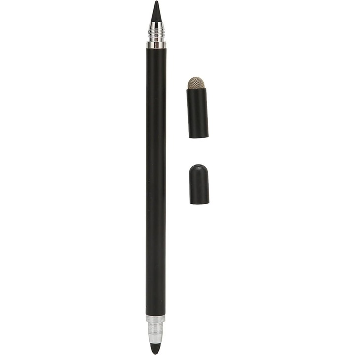 Stylus Universal 3-in-1 Annadue, vârf fin, două vârfuri interschimbabile, aliaj de aluminiu, pentru tablete și telefoane