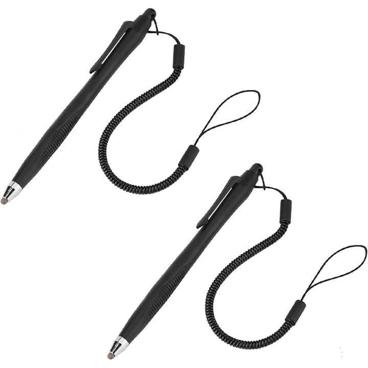 Set 2 Pixuri Stylus Universale pentru Ecrane Tactile, Risegun, Varf Elastic, Design Portabil