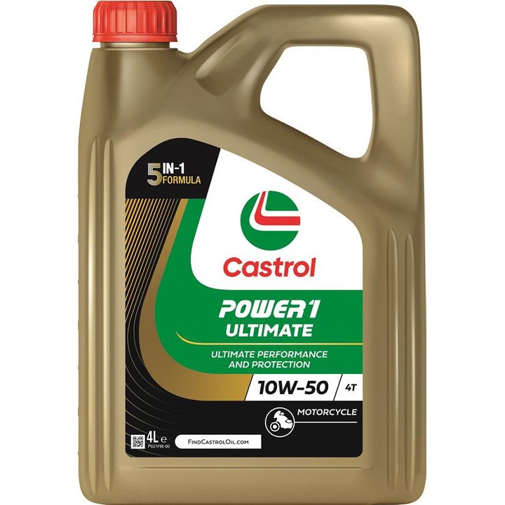 Ulei de motor pentru motociclete CASTROL POWER1 Ultimate 4T 10W-50, 4 litri, complet sintetic