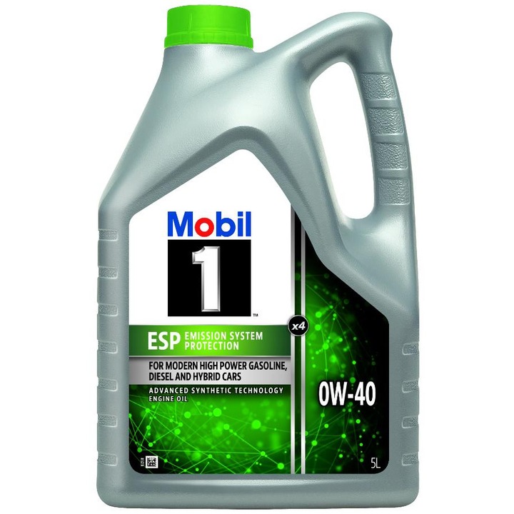 Ulei motor Mobil 1 ESP X4 0W-40, 5 Litri, protecție maximă, performanță la temperaturi scăzute