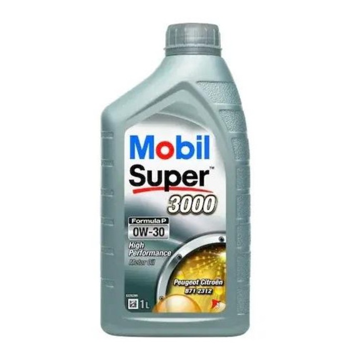 Ulei motor sintetic Mobil Super 3000 Formula P 0W-30, 1 litru, performanță optimă, protecție împotriva uzurii