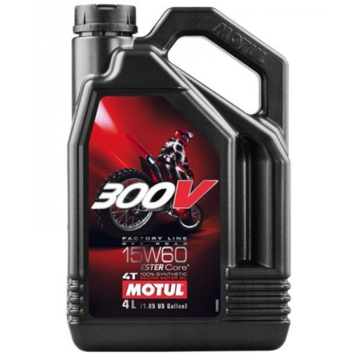 Синтетично мотоциклетно масло MOTUL 300V Factory Line Off Road 4T, вискозитет 15W60, 4 литра