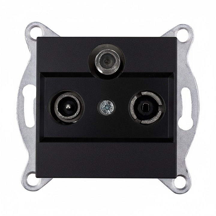 Priza RTV-SAT Exen, 2 prize, neagră, incastrată