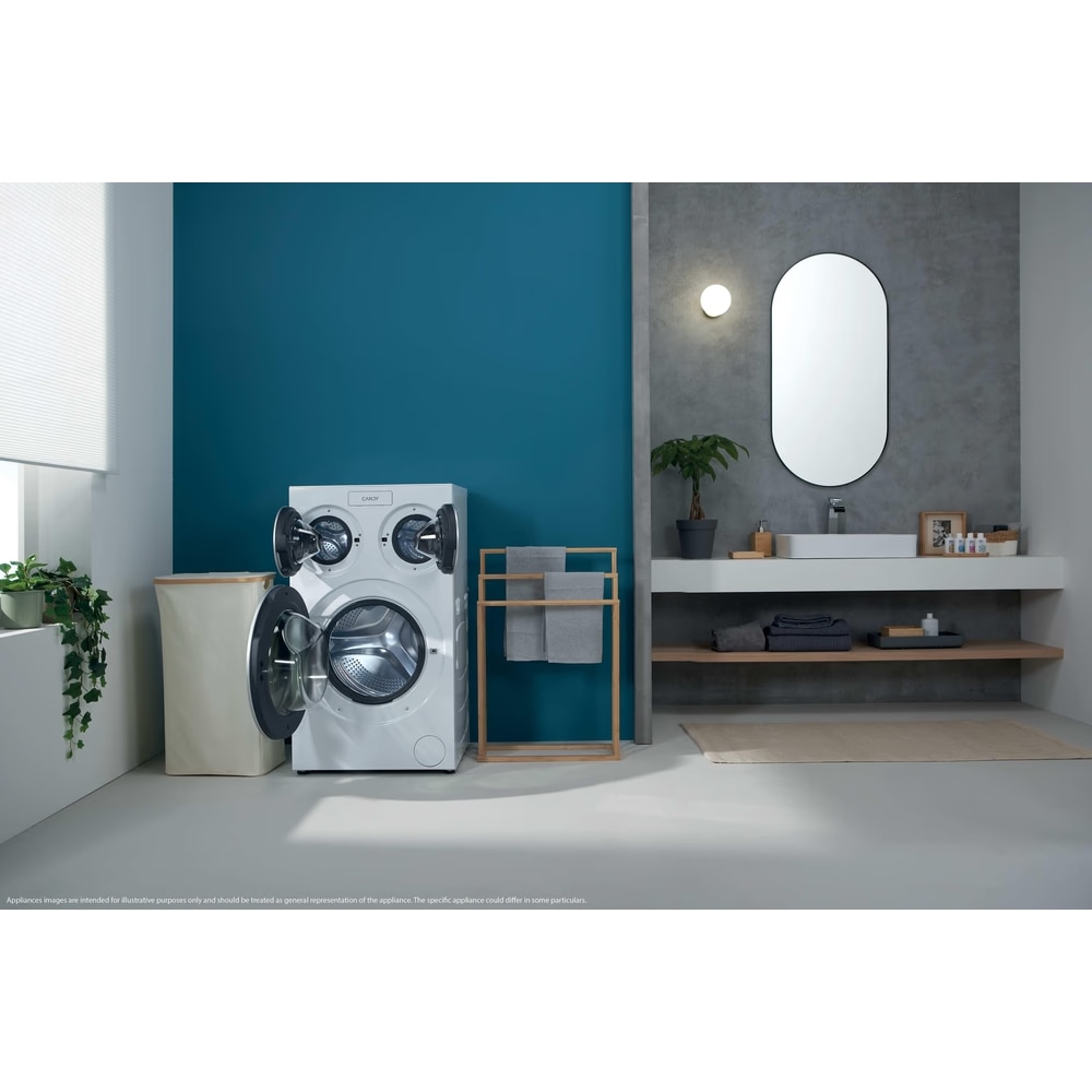 Masina de spalat rufe Candy MultiWash MQD 410CBL9-S, 3 cuve, 10+1+1kg, 1400 RPM, Clasa A, Dozare automata, sterilizare antimicrobiana UV, AI, alb