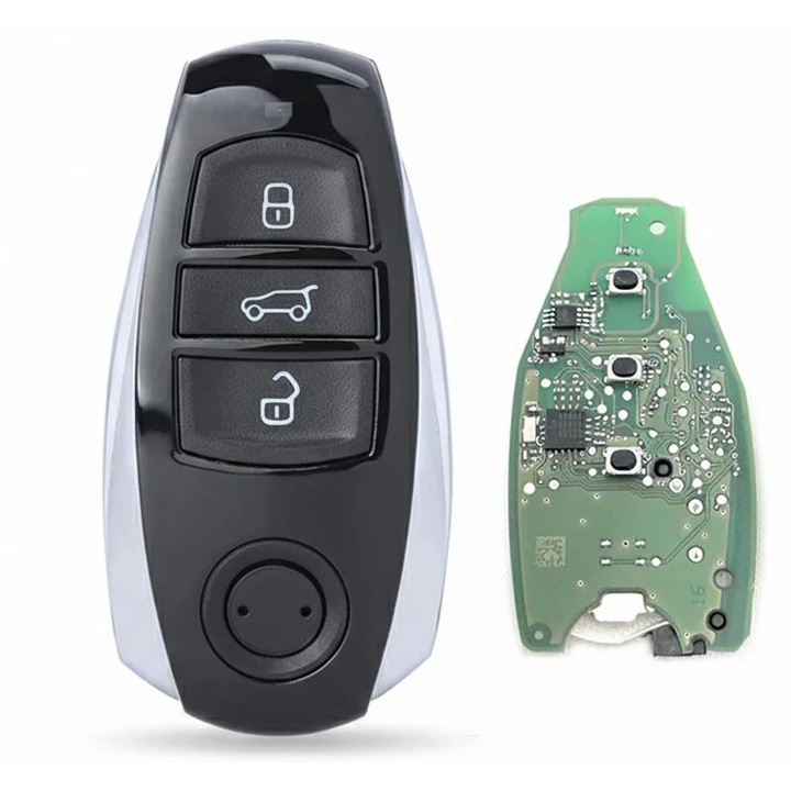 Cheie auto completa Techstar pentru VW Touareg, cu 3 butoane, programabila 434 MHz, cip 4A, echivalent OE 7P6959754