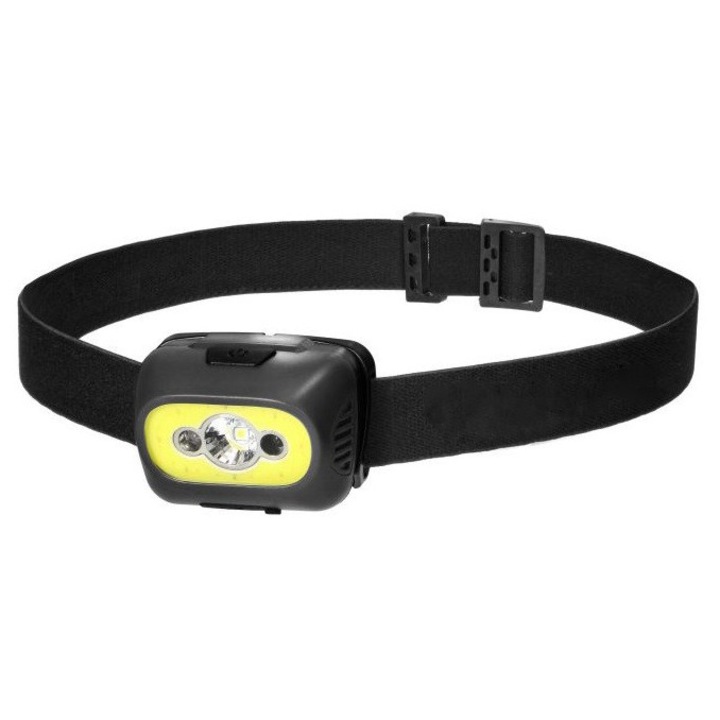 Led tölthető fejlámpa, 3W, 350lm, 6000K, 1200mAh, érzékelő kapcsolóval, USB csatlakozóval